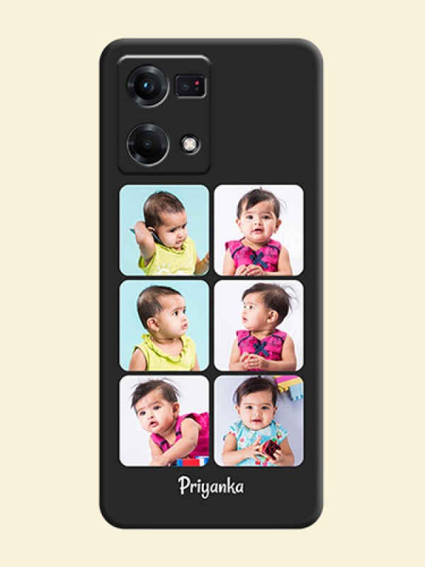 Floral Art with 6 Image Holder on Photo on Space Black Soft Matte Mobile Case - Oppo F21s Pro