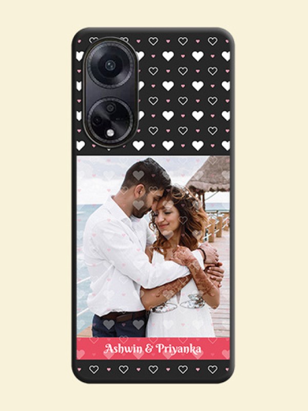 White Color Love Symbols with Text Design - Photo on Space Black Soft Matte Phone Cover - Oppo F23 5G
