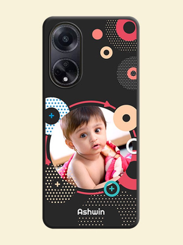 Multicoloured Round Image on Personalised Space Black Soft Matte Cases - Oppo F23 5G