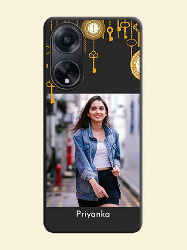 Decorative Design with Text on Space Black Custom Soft Matte Back Cover - Oppo F23 5G