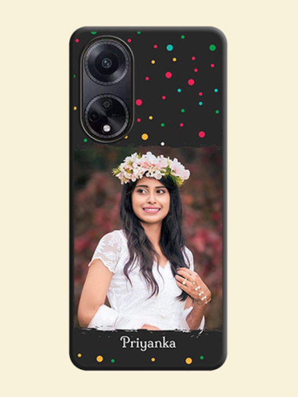 Multicolor Dotted Pattern with Text on Space Black Custom Soft Matte Phone Back Cover - Oppo F23 5G