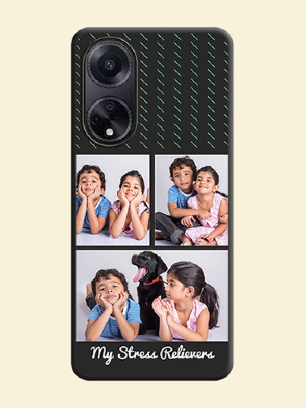 Cross Dotted Pattern with 2 Image Holder on Personalised Space Black Soft Matte Cases - Oppo F23 5G