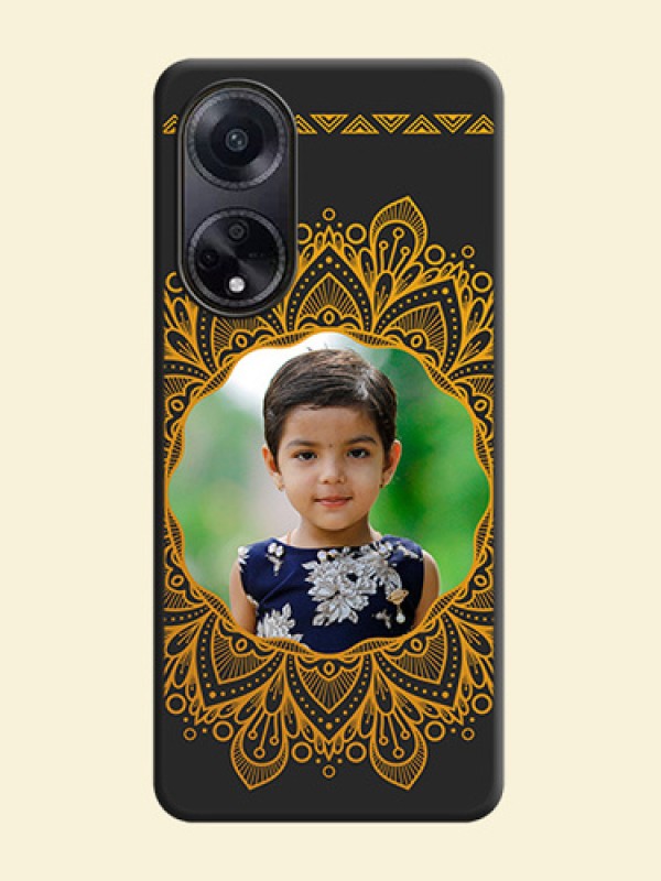Round Image with Floral Design - Photo on Space Black Soft Matte Mobile Cover - Oppo F23 5G