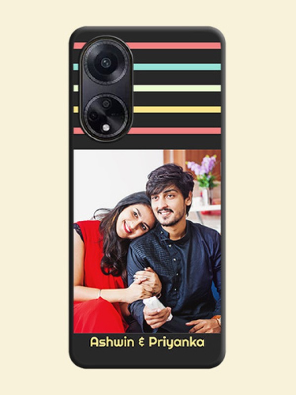 Color Stripes with Photo and Text - Photo on Space Black Soft Matte Mobile Case - Oppo F23 5G