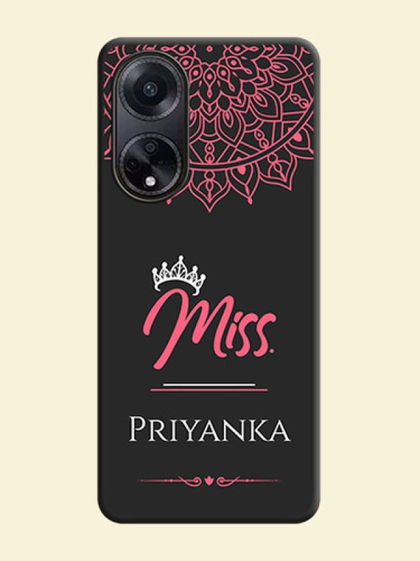 Mrs Name with Floral Design on Space Black Personalized Soft Matte Phone Covers - Oppo F23 5G
