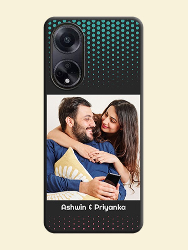 Faded Dots with Grunge Photo Frame and Text on Space Black Custom Soft Matte Phone Cases - Oppo F23 5G