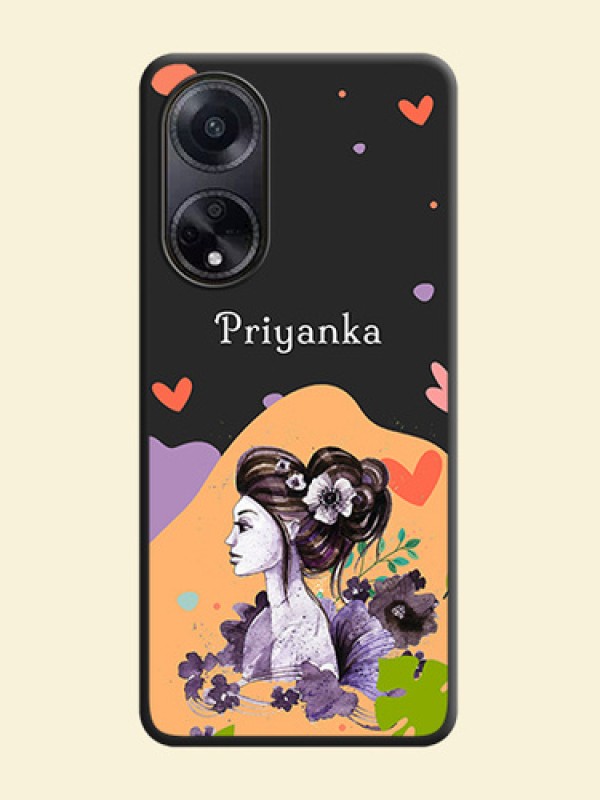 Namecase For Her With Fancy Lady Image On Space Black Personalized Soft Matte Phone Covers - Oppo F23 5G