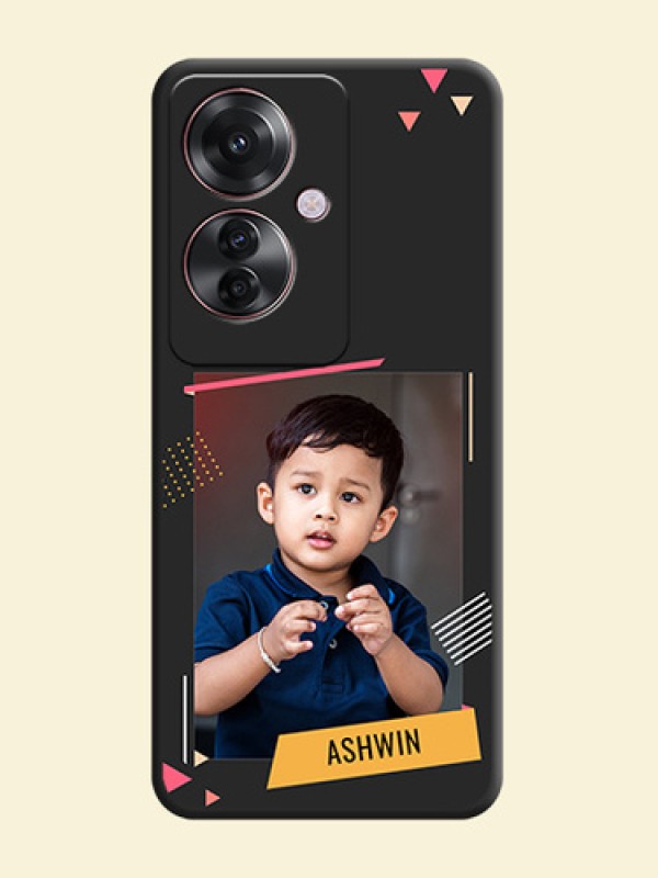 Photo Frame with Triangle Small Dots on Photo On Space Black Custom Soft Matte Mobile Back Cover - Oppo F25 Pro 5G