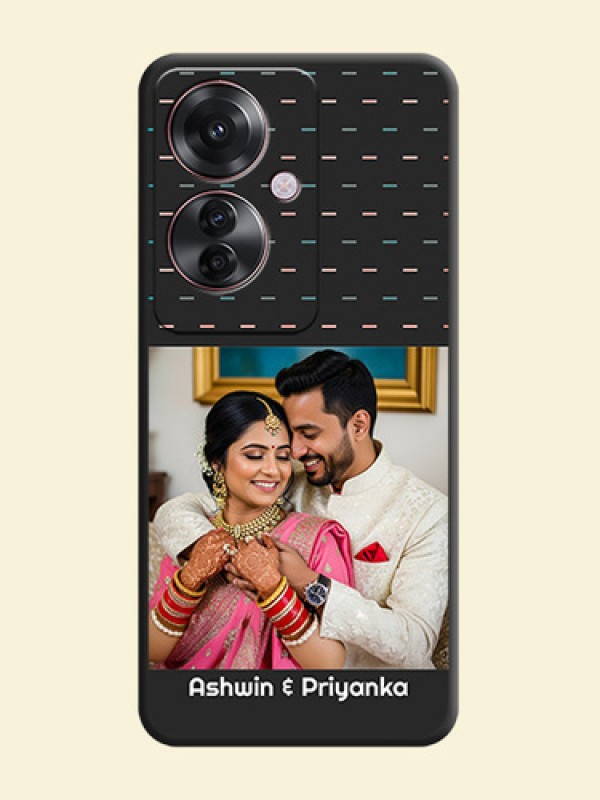 Line Pattern Design with Text On Space Black Custom Soft Matte Mobile Back Cover - Oppo F25 Pro 5G