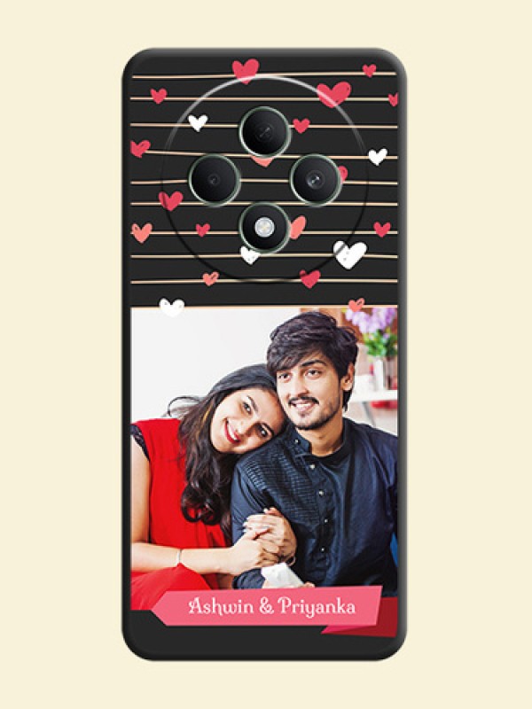 Love Pattern with Name on Pink Ribbon on Photo On Space Black Custom Soft Matte Mobile Back Cover - Oppo F27 5G