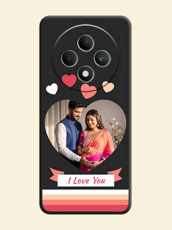 Love Shaped Photo with Colorful Stripes On Space Black Custom Soft Matte Mobile Back Cover - Oppo F27 5G
