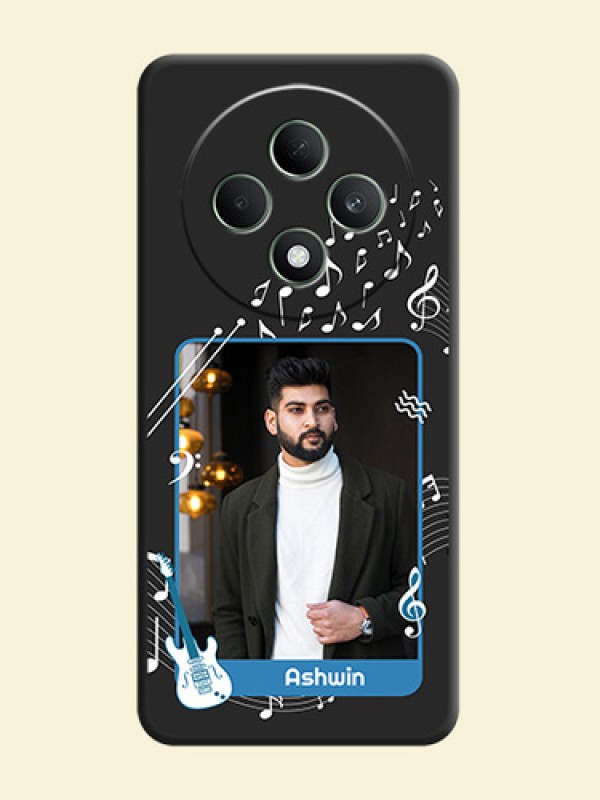 Musical Theme Design with Text on Photo On Space Black Custom Soft Matte Mobile Back Cover - Oppo F27 5G