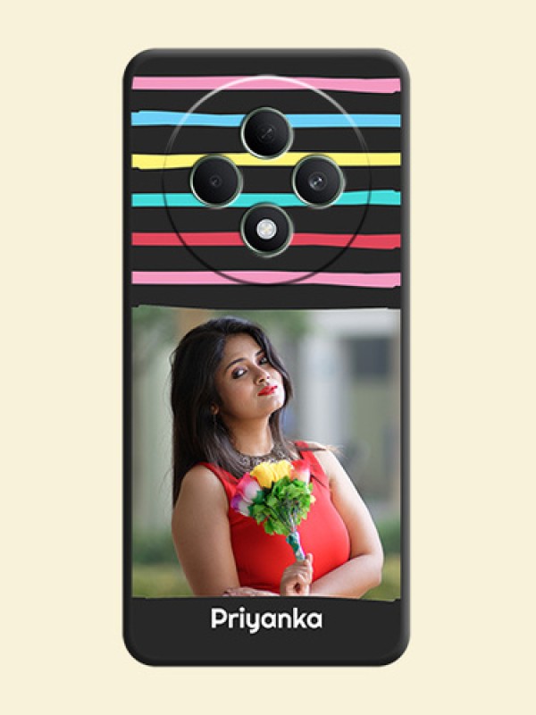 Multicolor Lines with Image On Space Black Custom Soft Matte Mobile Back Cover - Oppo F27 5G