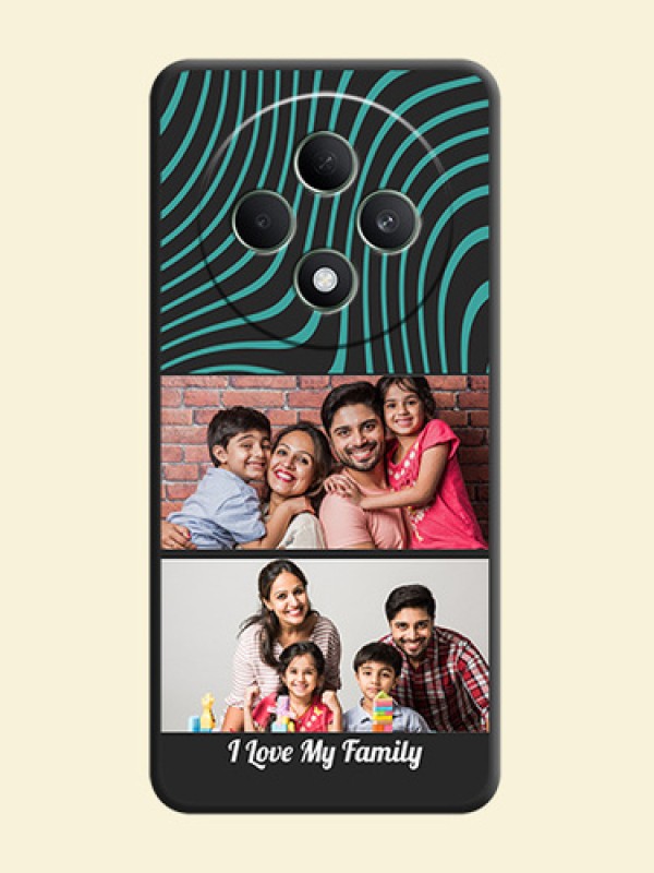 Wave Pattern with 2 Image Holder On Space Black Custom Soft Matte Mobile Back Cover - Oppo F27 5G