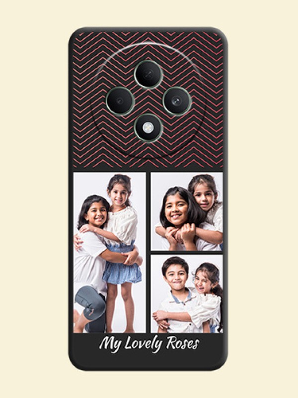 Wave Pattern with 3 Image Holder On Space Black Custom Soft Matte Mobile Back Cover - Oppo F27 5G
