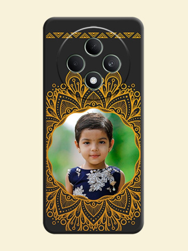Round Image with Floral Design On Space Black Custom Soft Matte Mobile Back Cover - Oppo F27 5G