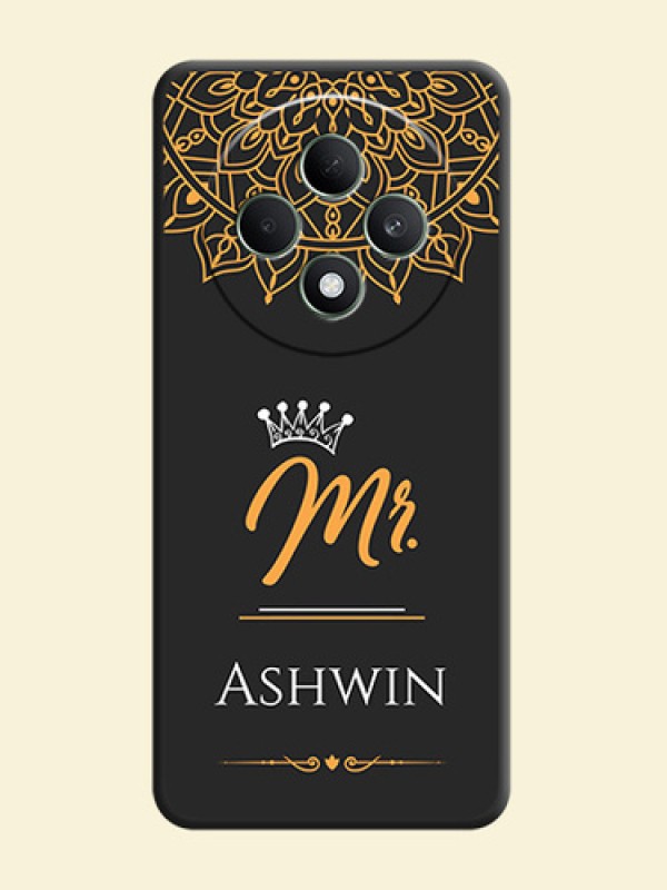 Mr Name with Floral Design On Space Black Custom Soft Matte Mobile Back Cover - Oppo F27 5G