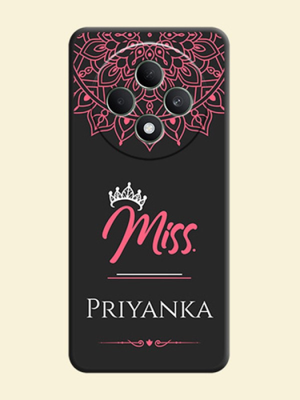 Mrs Name with Floral Design On Space Black Custom Soft Matte Mobile Back Cover - Oppo F27 5G