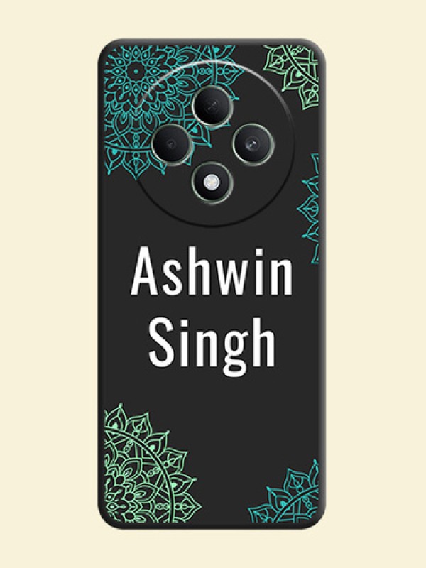 Your Name with Floral Design On Space Black Custom Soft Matte Mobile Back Cover - Oppo F27 5G