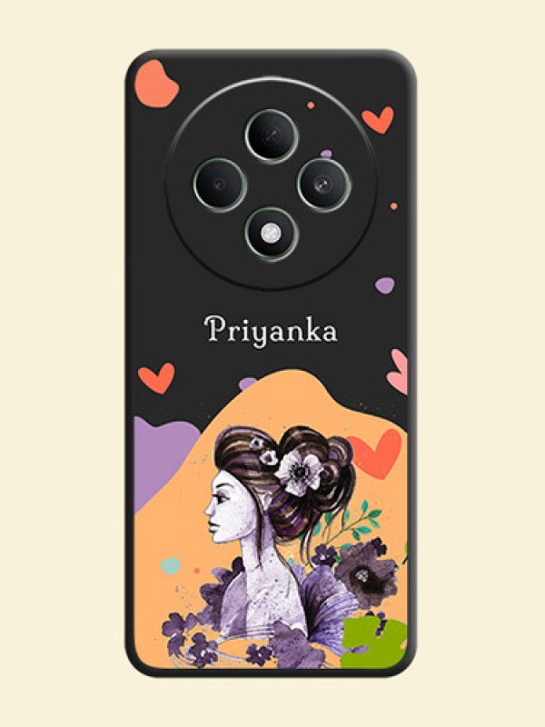 Namecase For Her With Fancy Lady Image On Space Black Custom Soft Matte Mobile Back Cover - Oppo F27 5G