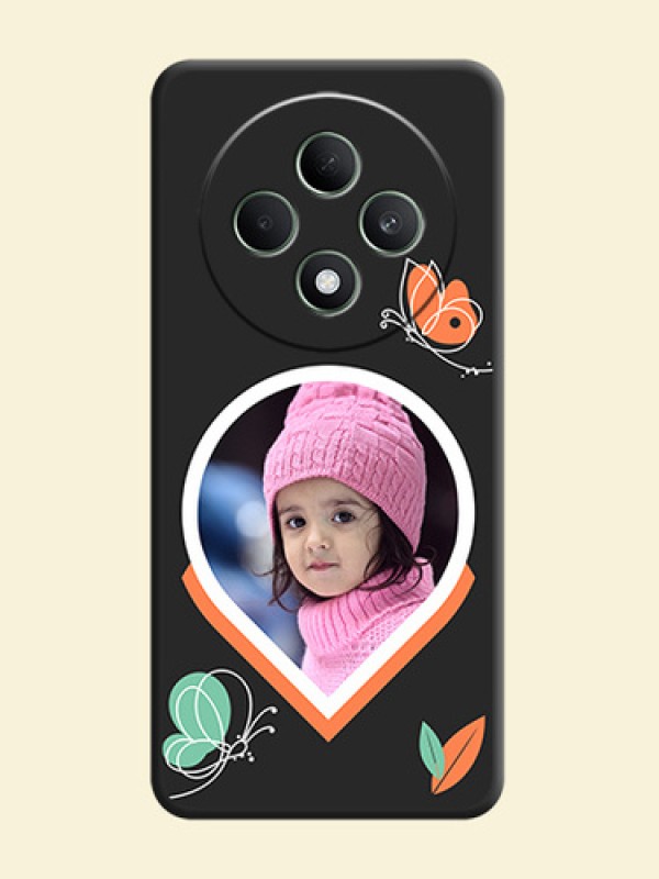 Upload Pic With Simple Butterly Design On Space Black Custom Soft Matte Mobile Back Cover - Oppo F27 5G