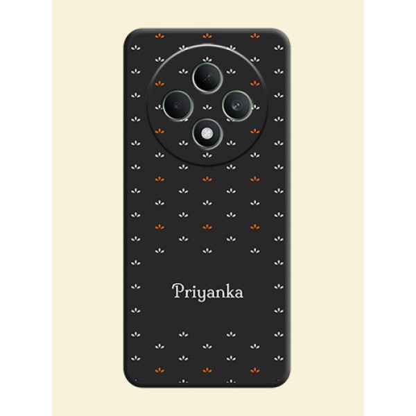 Simple Pattern With Custom Text On Space Black Custom Soft Matte Mobile Back Cover - Oppo F27 5G