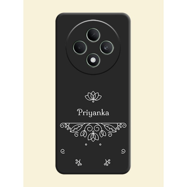 Lotus Garden Custom Text On Space Black Custom Soft Matte Mobile Back Cover - Oppo F27 5G