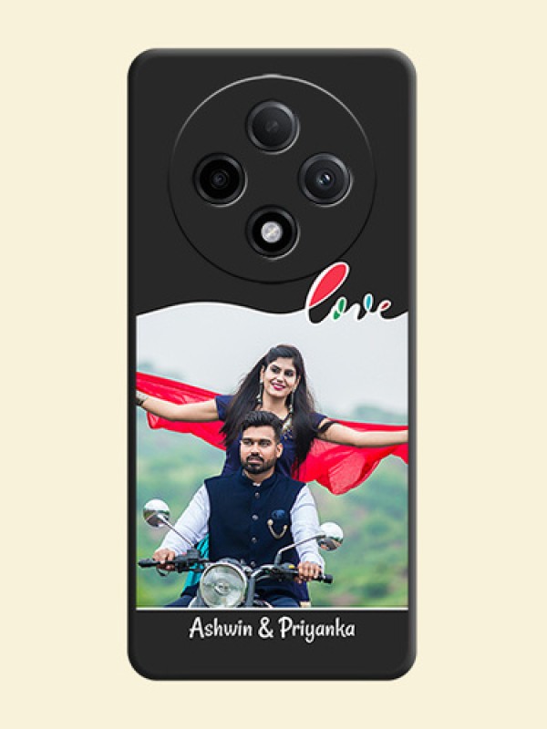 Fall in Love Pattern with Picture on Photo On Space Black Custom Soft Matte Mobile Back Cover - Oppo F27 Pro Plus 5G