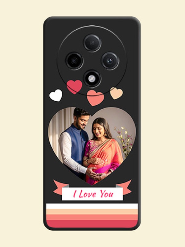 Love Shaped Photo with Colorful Stripes On Space Black Custom Soft Matte Mobile Back Cover - Oppo F27 Pro Plus 5G