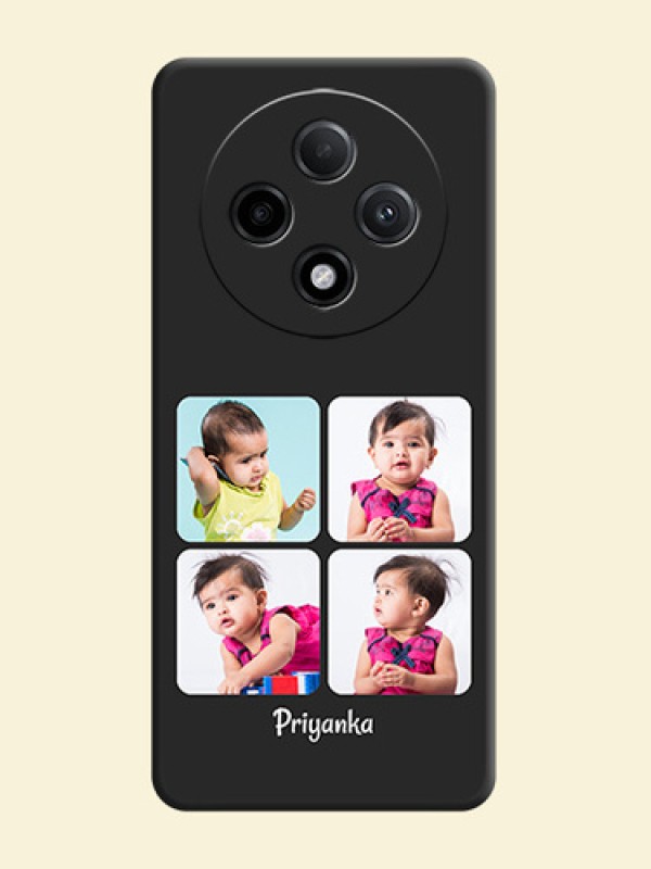 Floral Art with 6 Image Holder on Photo On Space Black Custom Soft Matte Mobile Back Cover - Oppo F27 Pro Plus 5G
