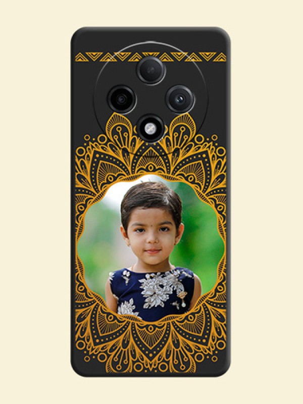 Round Image with Floral Design On Space Black Custom Soft Matte Mobile Back Cover - Oppo F27 Pro Plus 5G