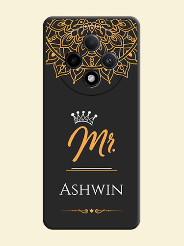 Mr Name with Floral Design On Space Black Custom Soft Matte Mobile Back Cover - Oppo F27 Pro Plus 5G