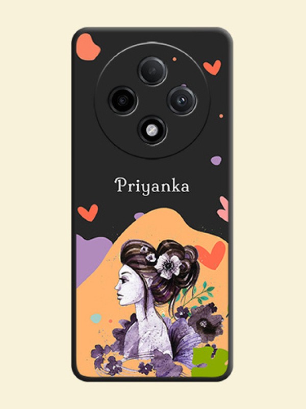 Namecase For Her With Fancy Lady Image On Space Black Custom Soft Matte Mobile Back Cover - Oppo F27 Pro Plus 5G