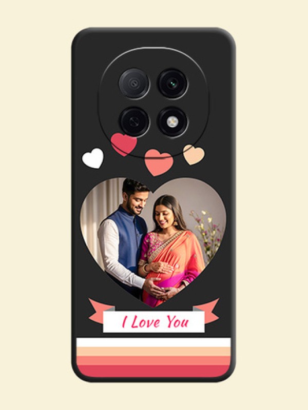 Love Shaped Photo with Colorful Stripes On Space Black Custom Soft Matte Mobile Back Cover - Oppo F29 5G