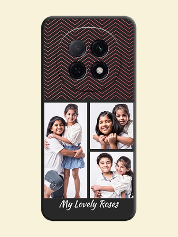 Wave Pattern with 3 Image Holder On Space Black Custom Soft Matte Mobile Back Cover - Oppo F29 5G