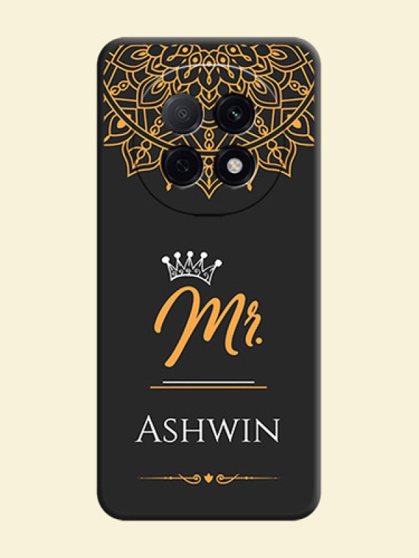 Mr Name with Floral Design On Space Black Custom Soft Matte Mobile Back Cover - Oppo F29 5G