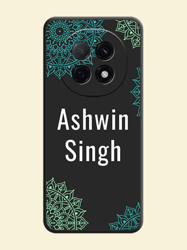 Your Name with Floral Design On Space Black Custom Soft Matte Mobile Back Cover - Oppo F29 5G