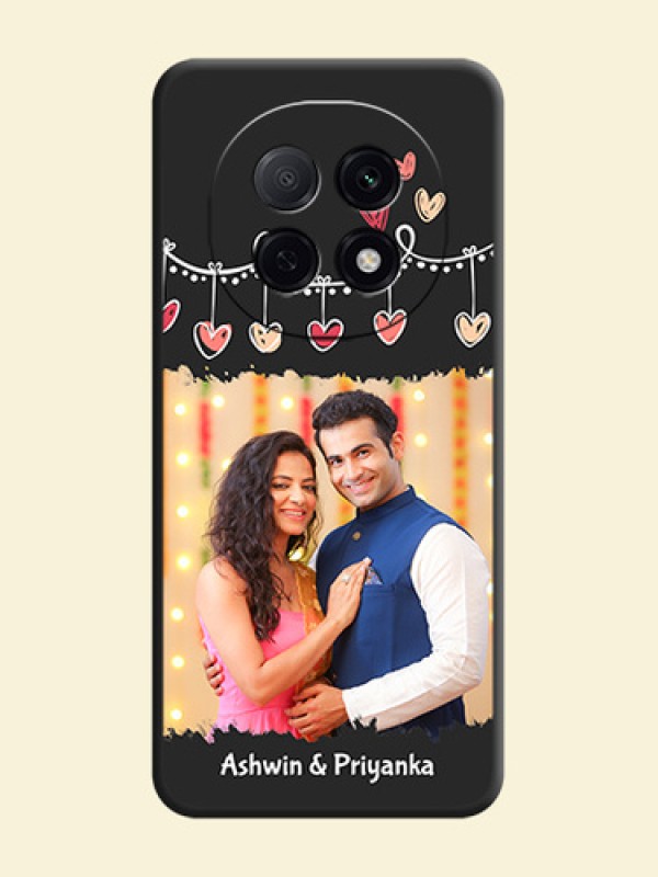 Pink Love Hangings with Name On Space Black Custom Soft Matte Mobile Back Cover - Oppo F29 Pro 5G