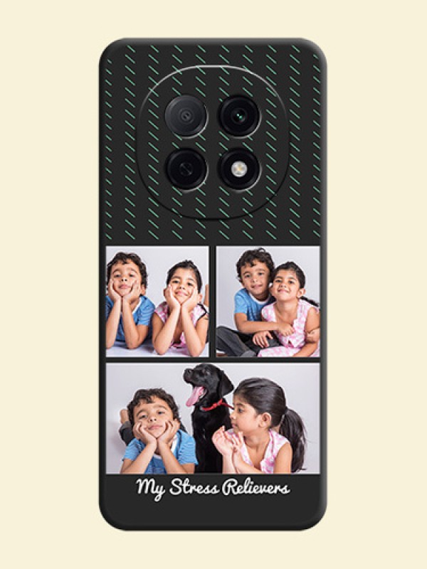 Cross Dotted Pattern with 2 Image Holder On Space Black Custom Soft Matte Mobile Back Cover - Oppo F29 Pro 5G