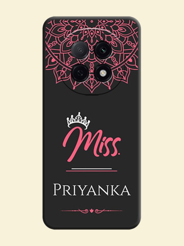 Mrs Name with Floral Design On Space Black Custom Soft Matte Mobile Back Cover - Oppo F29 Pro 5G
