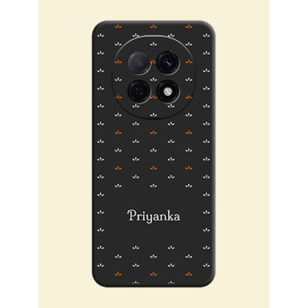 Simple Pattern With Custom Text On Space Black Custom Soft Matte Mobile Back Cover - Oppo F29 Pro 5G