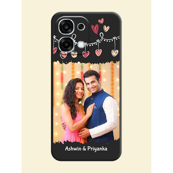 Pink Love Hangings with Name On Space Black Custom Soft Matte Mobile Back Cover - Oppo F31 5G Pink Love Hangings with Name On Space Black Custom Soft Matte Mobile Back Cover - Oppo F31 5G