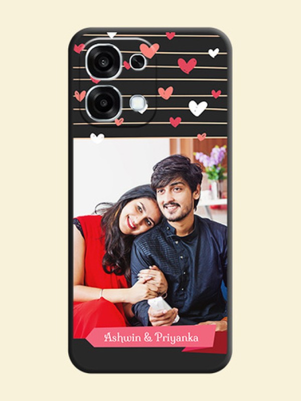 Love Pattern with Name on Pink Ribbon on Photo On Space Black Custom Soft Matte Mobile Back Cover - Oppo F31 5G