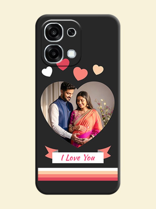 Love Shaped Photo with Colorful Stripes On Space Black Custom Soft Matte Mobile Back Cover - Oppo F31 5G