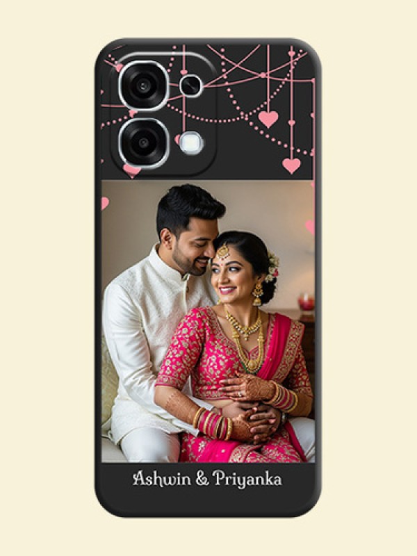 Pink Love Hangings with Text On Space Black Custom Soft Matte Mobile Back Cover - Oppo F31 5G