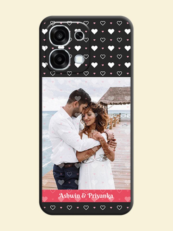 White Color Love Symbols with Text Design on Photo On Space Black Custom Soft Matte Mobile Back Cover - Oppo F31 5G