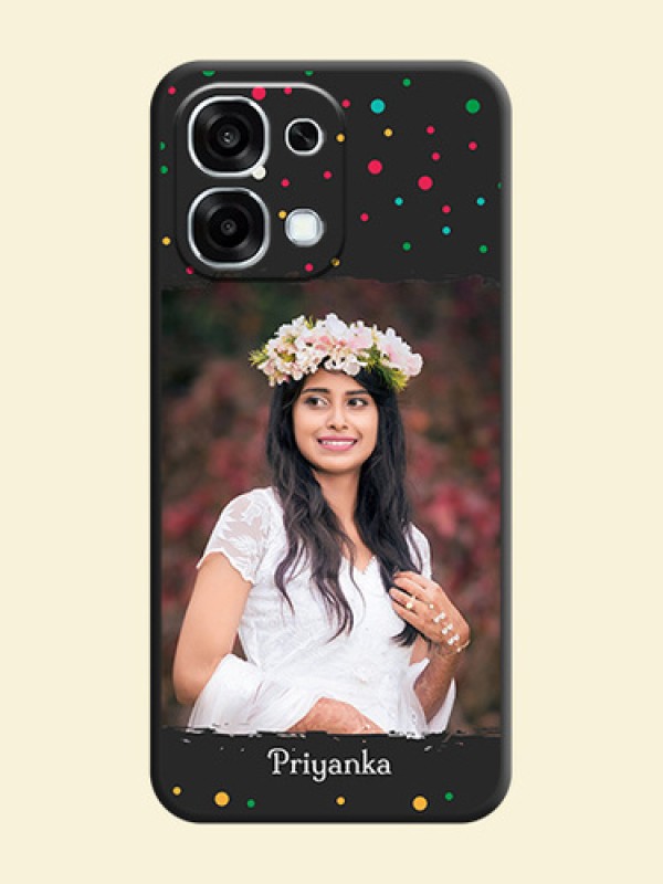 Multicolor Dotted Pattern with Text On Space Black Custom Soft Matte Mobile Back Cover - Oppo F31 5G