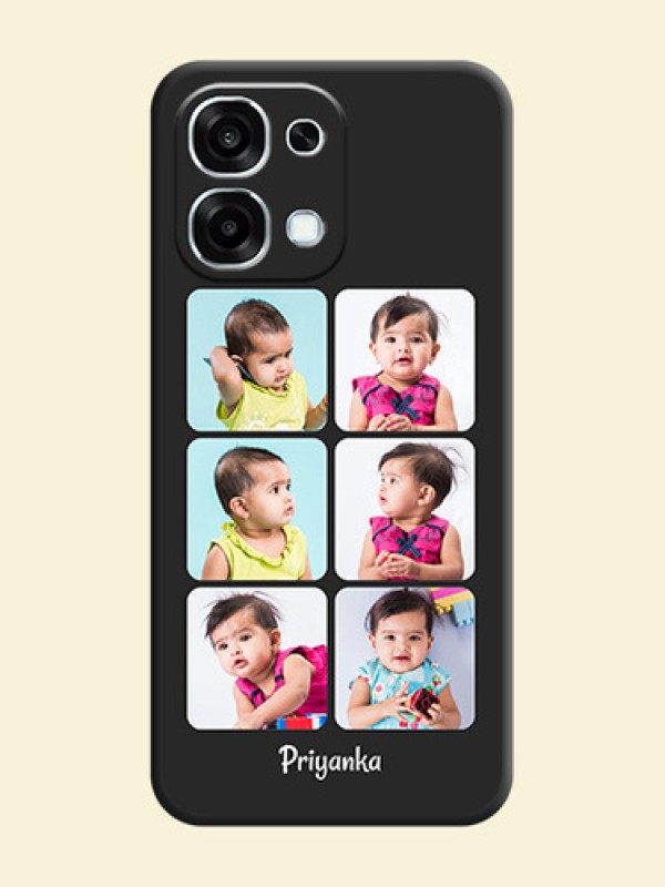 Floral Art with 6 Image Holder on Photo On Space Black Custom Soft Matte Mobile Back Cover - Oppo F31 5G