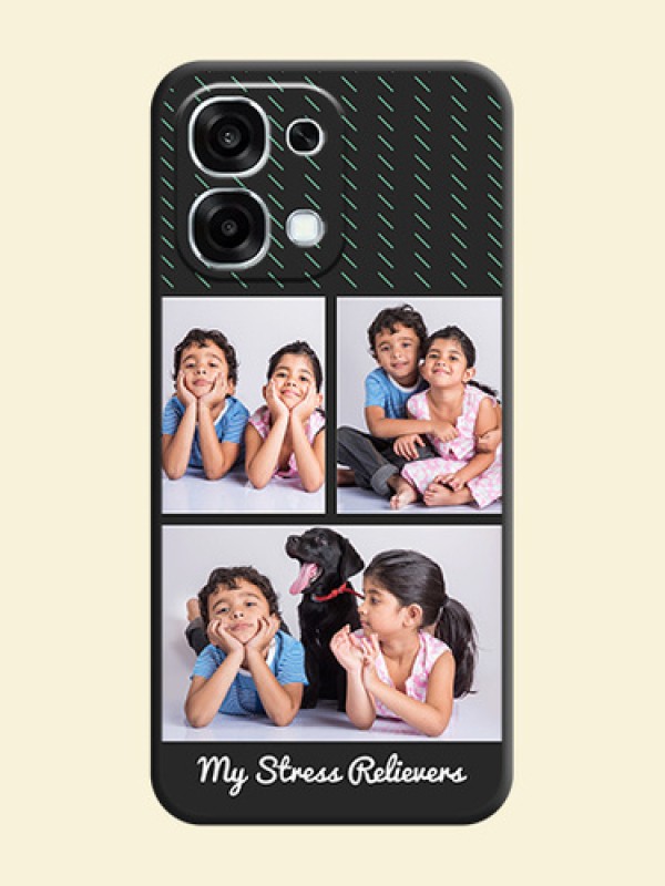 Cross Dotted Pattern with 2 Image Holder On Space Black Custom Soft Matte Mobile Back Cover - Oppo F31 5G
