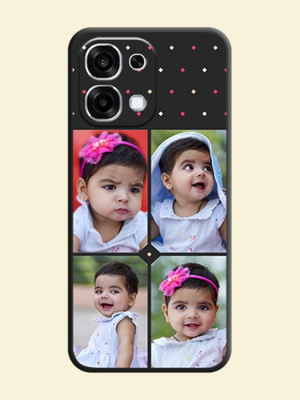 Multicolor Dotted Pattern with 4 Image Holder On Space Black Custom Soft Matte Mobile Back Cover - Oppo F31 5G